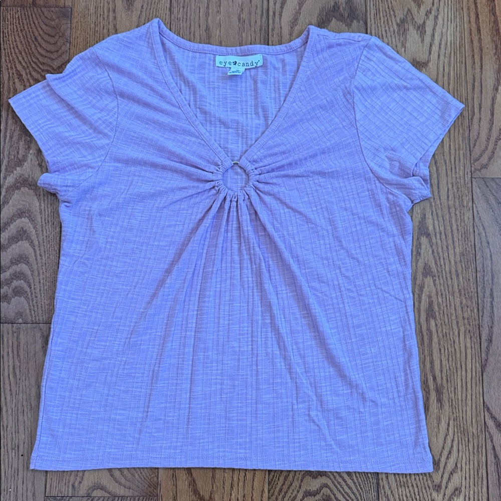 Eye Candy Lavender Ring Detail Top